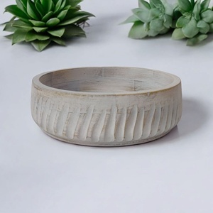 Set of 2 Hand-Carved White-Washed Mango Wood <b>Candle</b> <b>Holders</b> Lanterns & Jars for Home <b>Garden</b> Decor Weddings for Christmas Easter - Product Image 2