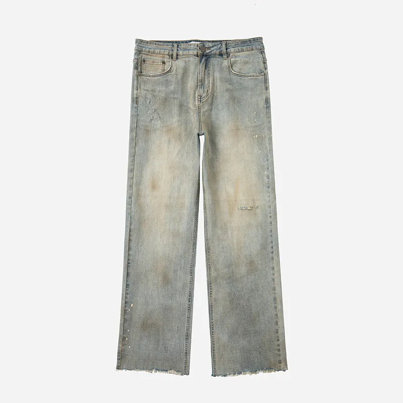 Custom Baggy Jeans Trending Products Fashion Hip Hop Bleach Custom Denim Men's 4 Seasons Windproof Casual Men Jeans Pants
