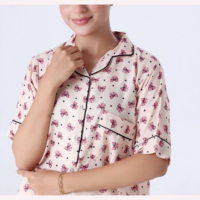 Pijama de noche elegante para mujer suave algodón cómodo y elegante ropa de dormir de dos piezas moda venta al por mayor personalizada