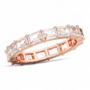 Anillo de Bodas de corte esmeralda de 3,20 quilates, Diamante cultivado en laboratorio, conjunto completo de puntas de eternidad, hecho en plata de ley para mujer - Product Image 5