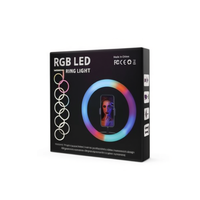 MJ26 Lampe d'appoint RVB en plastique de 10 pouces, contrôle par application, température de couleur réglable, alimentation USB, pour photographie, streaming en direct et beauté