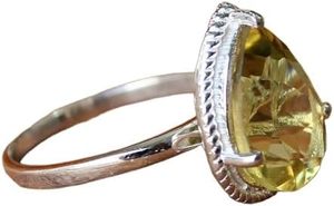 แหวนผู้หญิงธรรมชาติมะนาวบุษราคัมพลอยเกิดใหม่พลอยทำด้วยมือสไตล์โบฮีเมียนเครื่องประดับทำด้วยมือ925แหวนเงินสเตอร์ลิง - Product Image 3