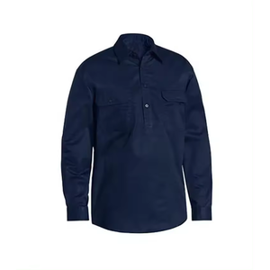 2024 nouveau Design Logo personnalisé hommes soudage FR chemises en gros confortable hommes soudage FR couleur unie à manches longues chemises boutonnées - Product Image 4