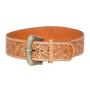 Cinturón de herramientas de cuero de diseño floral tallado a mano con patrón occidental para vaquero con hebilla de PIN único floral de diseñador extraíble - Product Image 3