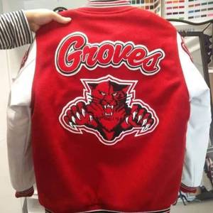 Letterman-chaquetas Bomber de béisbol para hombre, chaquetas de cuerpo Original de lana y mangas de cuero genuino (Opciones de colores del equipo) - Product Image 5