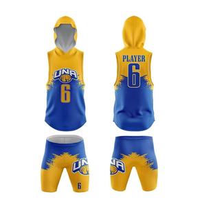 Venta al por mayor OEM de alta calidad Unisex Jersey de baloncesto con capucha y pantalones cortos de motorista conjunto de ropa deportiva impresa en poliéster de talla grande - Product Image 5