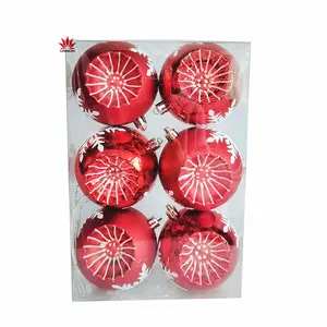 NEW Christmas Decorations 8cm Printed Christmas Tree Ornaments Plastic Ball For 2024 Merry Christmas