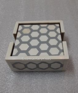 Handmade Antique Honeycomb Pattern Eco-Friendly <b>Square</b> Bone Inlay Coaster <b>Set</b> with Elegant Holder for Home and Hotel Mats & Pads - Product Image 4