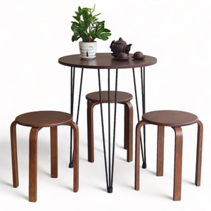 Minimalist Design Cafe Furniture Combo Set 1 Round <b>Table</b> (60cm) and 3 Square <b>Stools</b> for Coffee Shops and Restaurants CBCF270 - Product Image 1