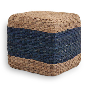 Pouf carré en jacinthe d'eau tressé pour repose-pieds et décoration d'intérieur, tabourets gonflés - Product Image 2