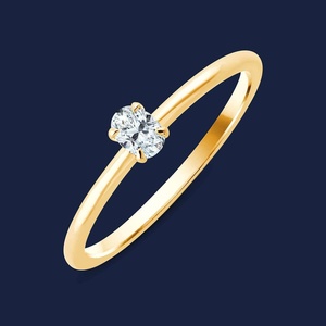 Anillo de Diamante Ovalado Cultivado en Laboratorio, Corte Sunny, 0.18 Quilates, GH-SI, Elaborado en Oro Sólido de 14K, para Uso Diario, Regalo de Aniversario - Product Image 2