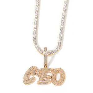 Colgante de moissanita redondo 3Ct personalizado con letra inicial 14K piedra principal de diamante chapado en oro rosa para fiestas - Product Image 4