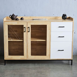 ตู้โชว์กระจกบานเปิดไม้ยางพารา 140x40x95 ซม. ลายไม้ ไม้จริง KTB68123 - Product Image 2