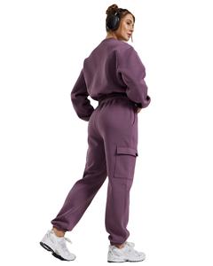 Women's <b>Workout</b> <b>Hoodies</b> with Ribbed Cuffs Cropped Crew Neck Latest Design Dusk Hoodie with Drop Shoulders Hem Women's Sweatshirt - Product Image 6