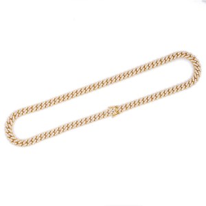 Cadena Cubana de Oro Sólido de 14K con Diamante de 8MM para Regalos - Product Image 6