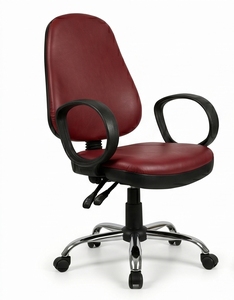 Chaise de bureau ergonomique en cuir PU, accoudoirs fixes, base pivotante, design moderne, cadre en acier, appui-tête fixe, pour bureau à domicile - Product Image 2