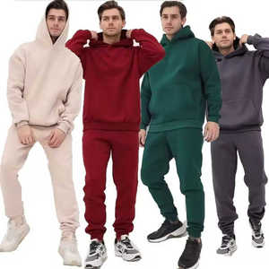 Survêtement unisexe d'hiver à capuche, style streetwear, motif uni, pour sport et entraînement, 100 % coton léger, vente en gros à prix réduit - Product Image 2