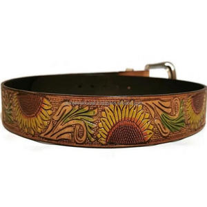 Ustomied-cinturón occidental de cuero con diseño de hoja turquesa, cinturón pesado ajustable de diseñador - Product Image 6