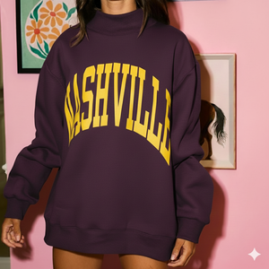 Sudadera Esencial para Mujer, Sudadera Holgada con Cuello Alto Simulado, Sudadera Tipo Túnica, Tops Lisos de Algodón - Product Image 1
