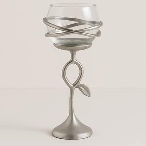 ที่ตั้งเทียนทีไลท์สีขาวรูปดอกกุหลาบพร้อมฐานใบและก้านโลหะสีทองประดับดอกไม้หรูหราใช้ในการตกแต่งบ้านให้เป็นของขวัญที่โรแมนติก - Product Image 2