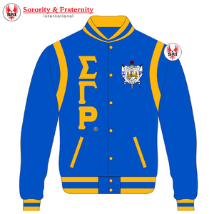 Logotipo personalizado bordado Sigma Gamma béisbol Letterman Bomber chaqueta satén fraternidad griega hermandad apliques función de luz - Product Image 3