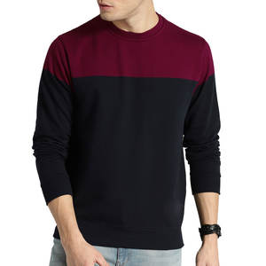 Basiques coton mélangé surdimensionné col rond polaire couleur bloc pull pull personnalisé hommes sweats à capuche col rond sweat pour hommes - Product Image 1