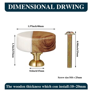 POIGNÉE EN BOIS CACHÉE Boutons en marbre de vente chaude avec taille de forme de couleur personnalisée Fabriqué en Inde Article - Product Image 2