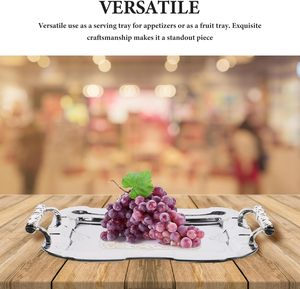 Bandeja Decorativa de Acero Inoxidable Ecológica Plateada con Asa para Café, Té, Centro de Mesa, Decoración de Mesa Resistente al Agua - Product Image 5