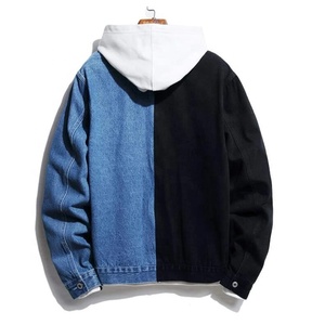 Veste en jean unisexe bicolore 100% coton respirant style superposé streetwear décontracté mode manches longues tendance - Product Image 6