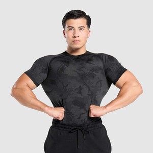 Highly Elastic Cotton <b>Short</b> Sleeve Training Relaxed Fitted Workout Muscle Fitness Slim Fit Sport T-Shirt Gym T-shirt for <b>men</b> - Product Image 1