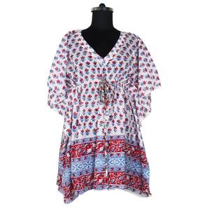 Bloque estampado sin mangas Maxi algodón indio Maxi Vestidos para mujeres KFCS085 algodón verano Maxi vestido 100% diseñador de ropa orgánica - Product Image 4