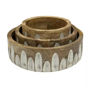 Bol décoratif Cuisine Salon Décoration intérieure et cadeaux Bol à utiliser en bois de manguier naturel Ensemble de bols de service Snack Fruits secs Comptoir - Product Image 3