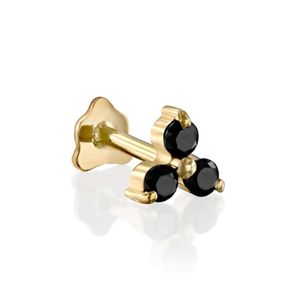 Pendientes de Diamante Negro con Tres Piedras en Engaste de Tres Puntas para Mujer - Product Image 1