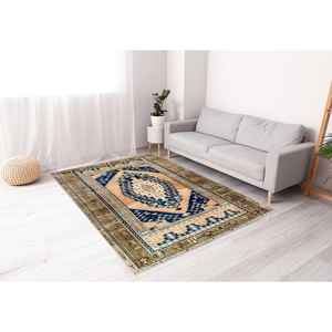 Alfombra Turca Medallion: Patrón Étnico Bronce, Alfombra Antideslizante, Alfombra de Chenilla - Product Image 1