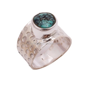 Wholesale <b>Indian</b> Handmade Fine Jewelry 925 Sterling Silver <b>Rings</b> Natural Turquoise Classic Weddings Engagement Anniversary Gift - Product Image 1