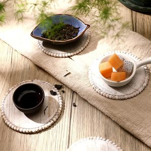 Best-Themed Wood and Wooden Beads <b>Table</b> <b>Coaster</b> Party-Functional Decorative Tableware Elegant Mats & Pads Design - Product Image 4