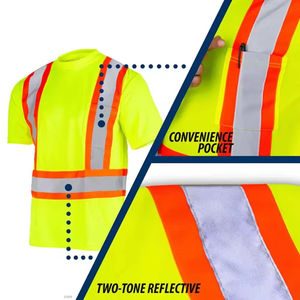 High Visibility Safety Work T-<b>shirt</b> 100% Cotton Knitted <b>Moisture</b> <b>Wicking</b> Fabric Heated Silver Reflective Customized Design Men - Product Image 6
