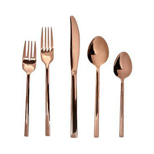 Set d'ustensiles de restaurant en or rose poli avec manche rond épais Set de cuillères de serveur en or rose pour la cuisine et le serveur - Product Image 3