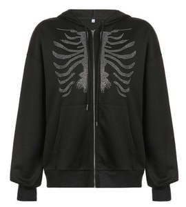 Sweat à capuche personnalisé en coton 100% avec impression hivernale et strass, avec logo - Product Image 3