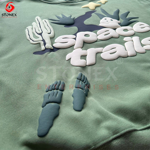 Sweat à capuche Vintage Heavyweight 100% Puff Printing pour hommes et femmes Impression personnalisée Powder Puff de haute qualité - Product Image 4