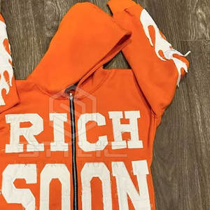 Custom zipper style Design Cotton Blended Acid Washed Distressed Embroidery <b>Hoodies</b> <b>Lightweight</b> Customizable <b>hoodies</b> for sale - Product Image 5