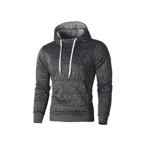 Sweat-shirt à capuche gris brodé pour homme, en molleton avec poche kangourou, manches longues, style décontracté streetwear, éco-responsable, personnalisable - Product Image 1