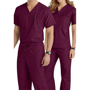 Hospital Nursing Scrubs Top and Pants Design Uniforms Women Short Sleeve Medical Joggers Scrubs Sets
