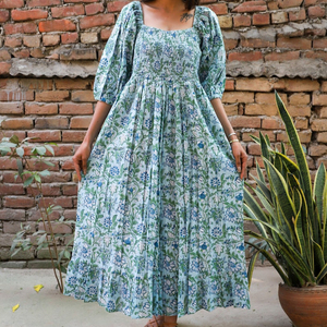 Wholesale 2025 Collection Tie Dye Kaftan <b>Dress</b> V-Neck Long Half Sleeves Rayon Fabric Loose Fitting with Side Slit for Spring - Product Image 1