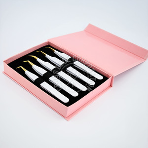 Pince à cils volume russe en gros, pointe dorée, 90 fibres, pince à extension de cils à pointe en fibre, Nano Grip, testée à la main - Product Image 1