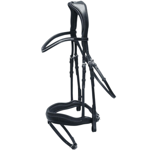 Cuir souple de qualité supérieure confortable Durable Dressage cheval Tack anatomique anglais Snaffle bride rembourré couronne muserolle réglable - Product Image 3