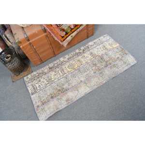 Tapis turc vintage 2,1 x 4,4 pieds, petit tapis, tapis rayé marron - Product Image 2