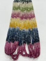 Perles Rondelles Facettées en Saphir Naturel de Grade AAA, 3-5mm, Fil de 14 Pouces, Certifiées par un Certificat Tierce Partie, pour la Fabrication de Bijoux