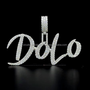 2025 Tendance Pendentif fin en argent 925 Nom cursif personnalisé avec diamant Moissanite Bling pour pendentif de mariage de fiançailles - Product Image 1