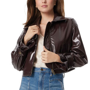 New Design Winter Wear Affordable Range Women <b>Leather</b> Crop Jacket Trendy <b>Outfit</b> in Market Women <b>Leather</b> Crop Jacket OEM Service - Product Image 6